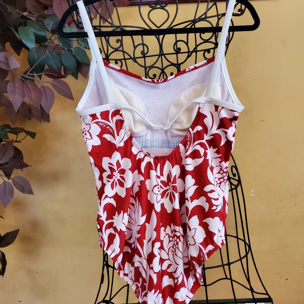 Tommy Hilfiger Red Floral Plus Size Swimsuit - Picture 3 of 9